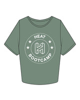 The Crop Tee - Sage - Heat Bootcamp - Full Center Chest - White
