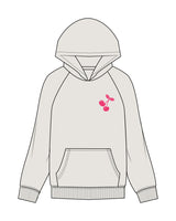 The Womens Hoodie - Washed Bone - Slow Burn - Left Chest Cherry & Center Back Cherry Stacked - Printed - Full Color