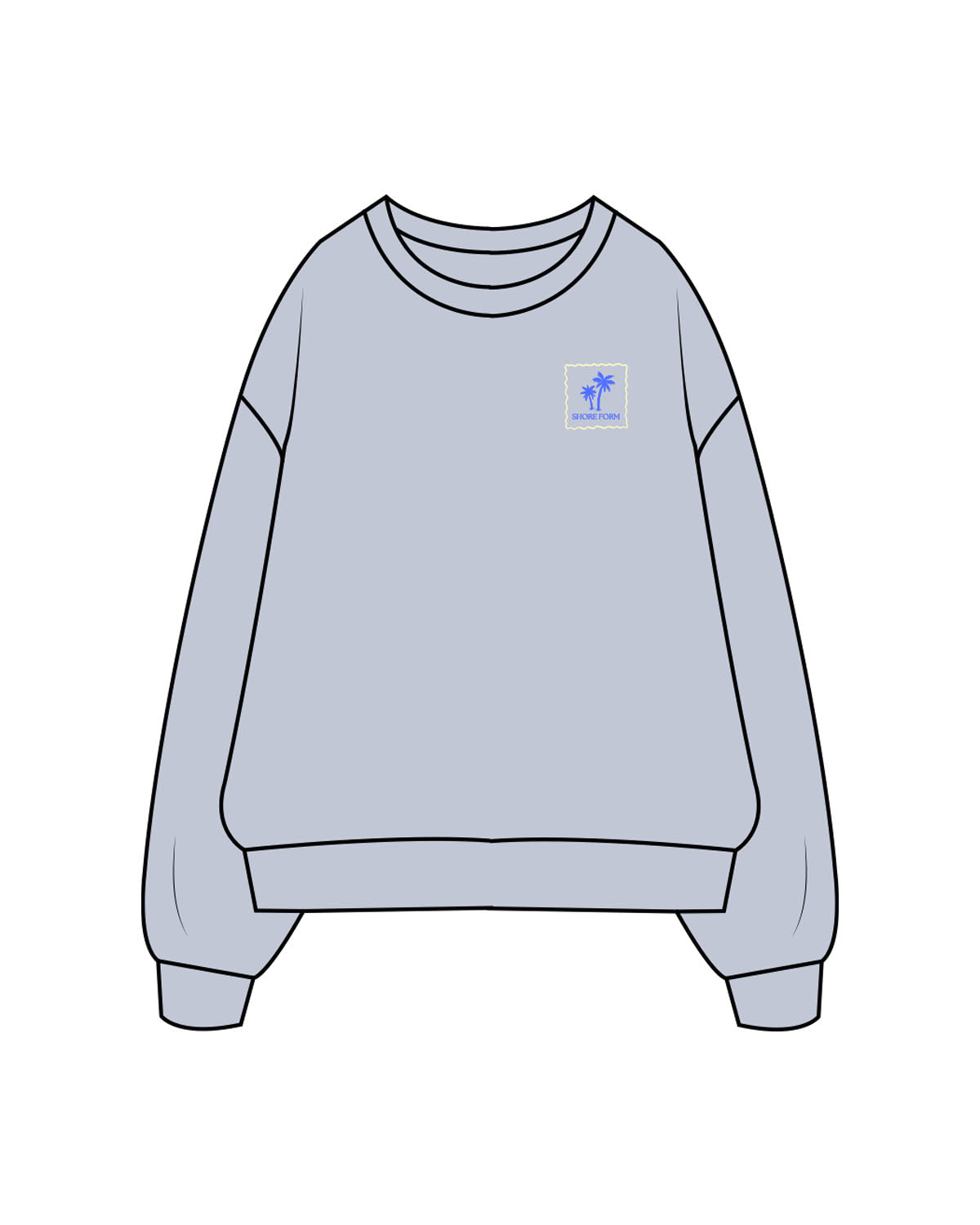 The Womens Crewneck - Powder - Shore Form - Left Chest Embroidered & Back Stacked Printed - Blue (5170ff)