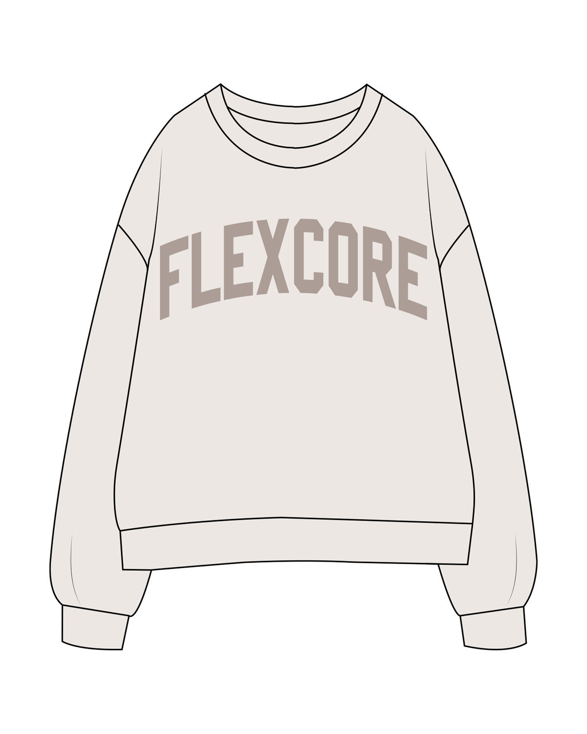 The Womens Crewneck - Bone - FlexCore - Center Chest Arc - Printed - Tone on Tone