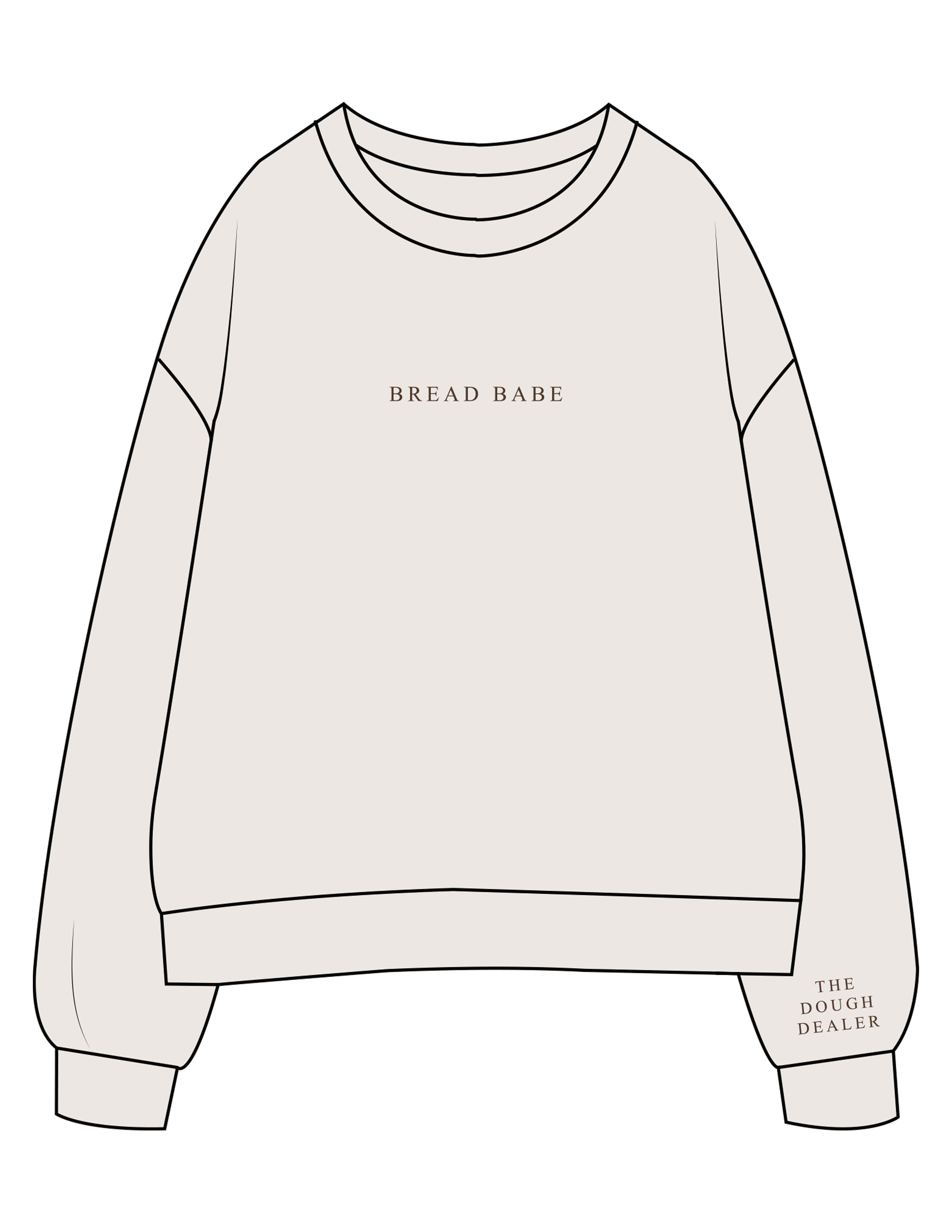 The Womens Crewneck - Bone - The Dough Dealer - Center Chest & Left Wrist - Embroidered - Brown