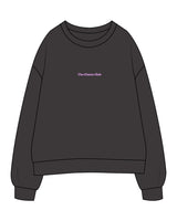 The Womens Crewneck - Washed Black - Chemo Club - Center Chest & Back Center Stacked - Printed - Neon Purple