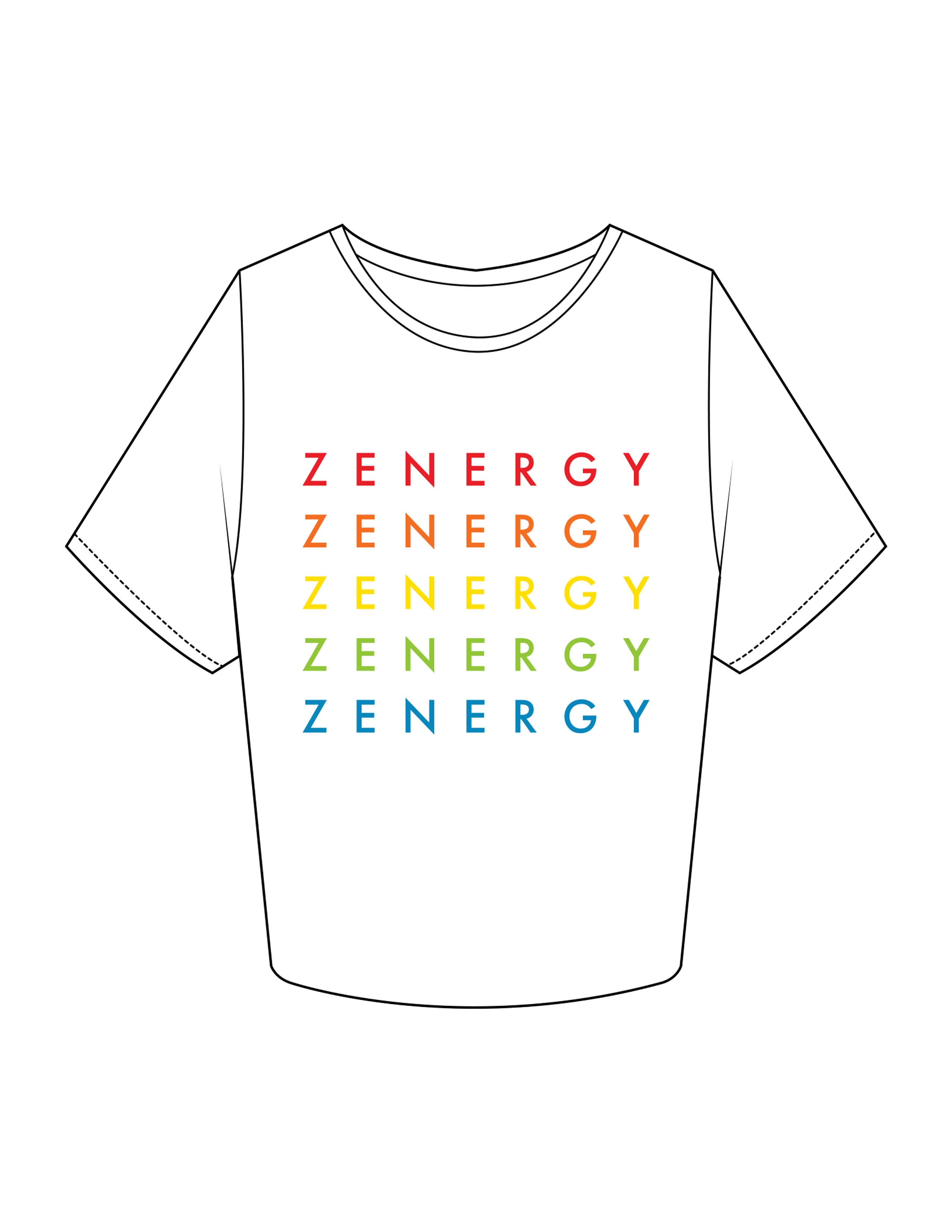 The Crop Tee - White - ZENERGY CYCLING - Chest Stacked - Printed - Full Color