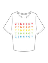 The Crop Tee - White - ZENERGY CYCLING - Chest Stacked - Printed - Full Color