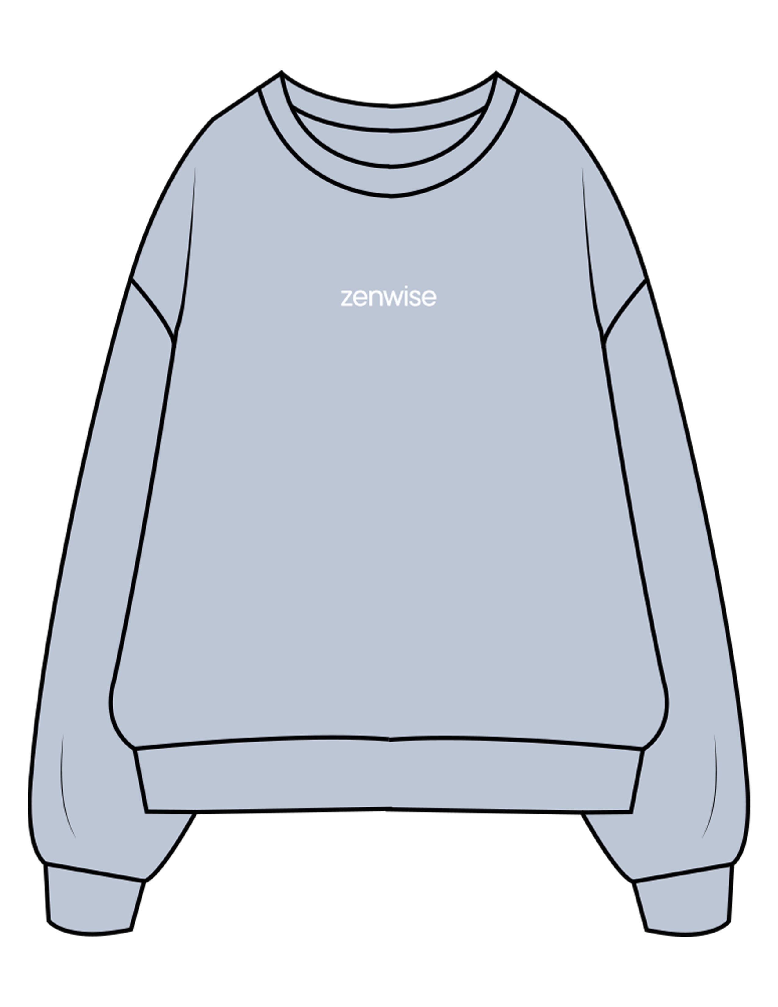 The Mens Crewneck - Powder - Zenwise - Center Chest - EMB - Puff - White
