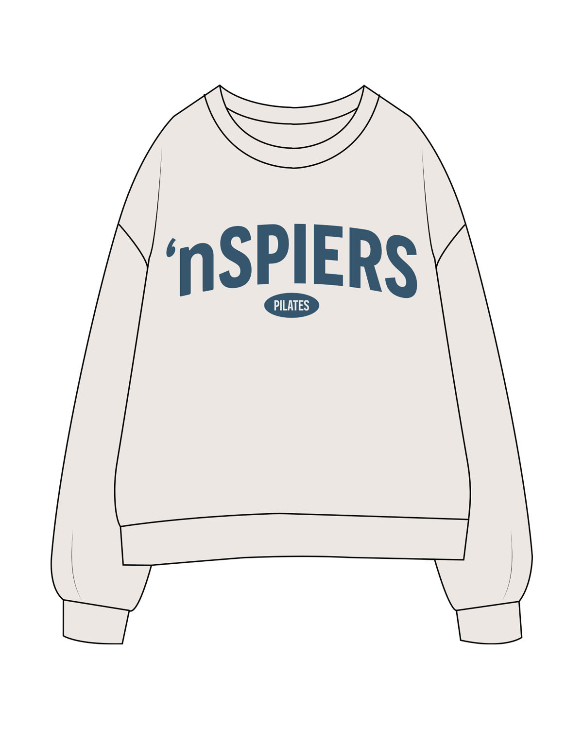 The Womens Crewneck - Bone - NSpiers - Chest Arc Stacked - Printed - Blue (35576e)