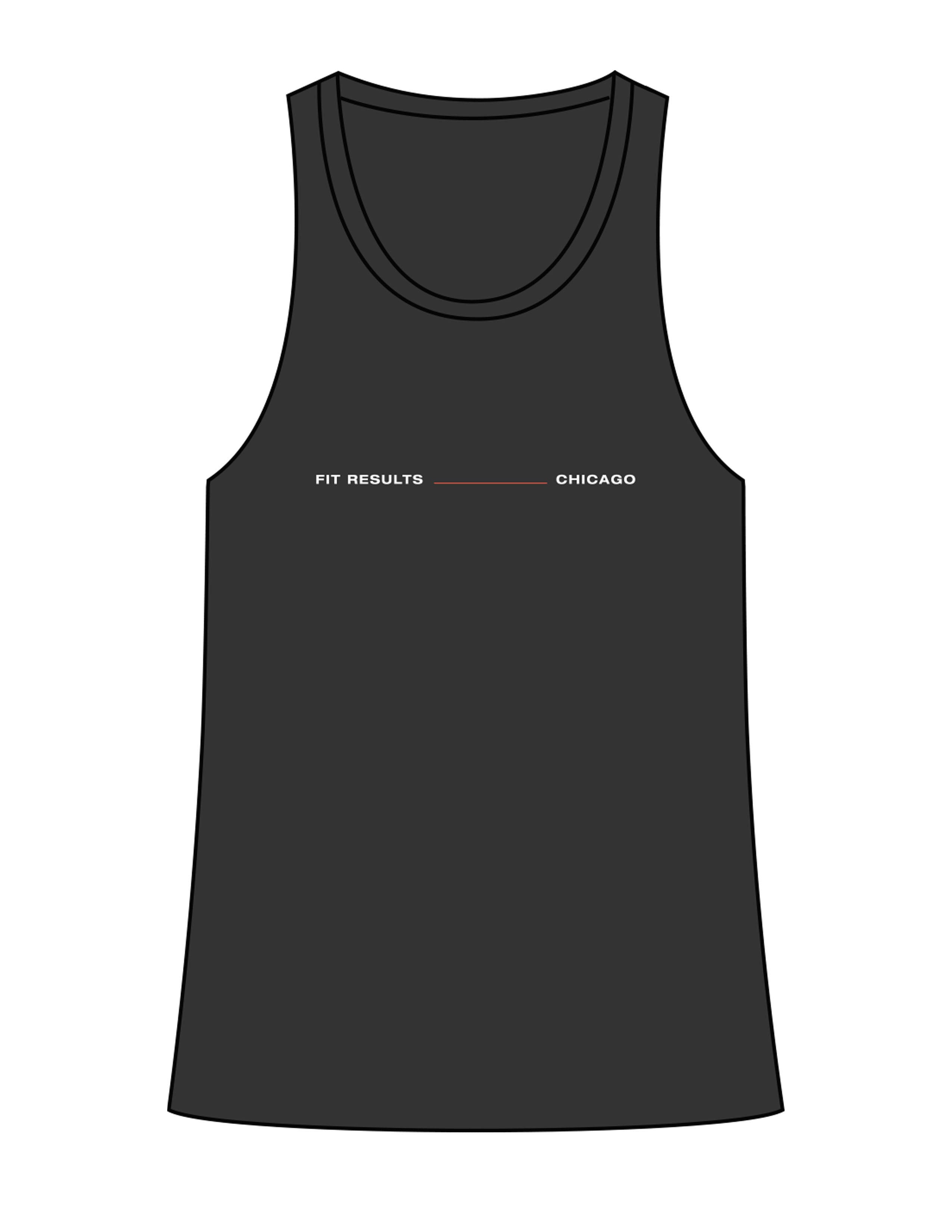 The Womens Full Length Tank - Black - Fit Results - Center Chest & Center Back - Full Color
