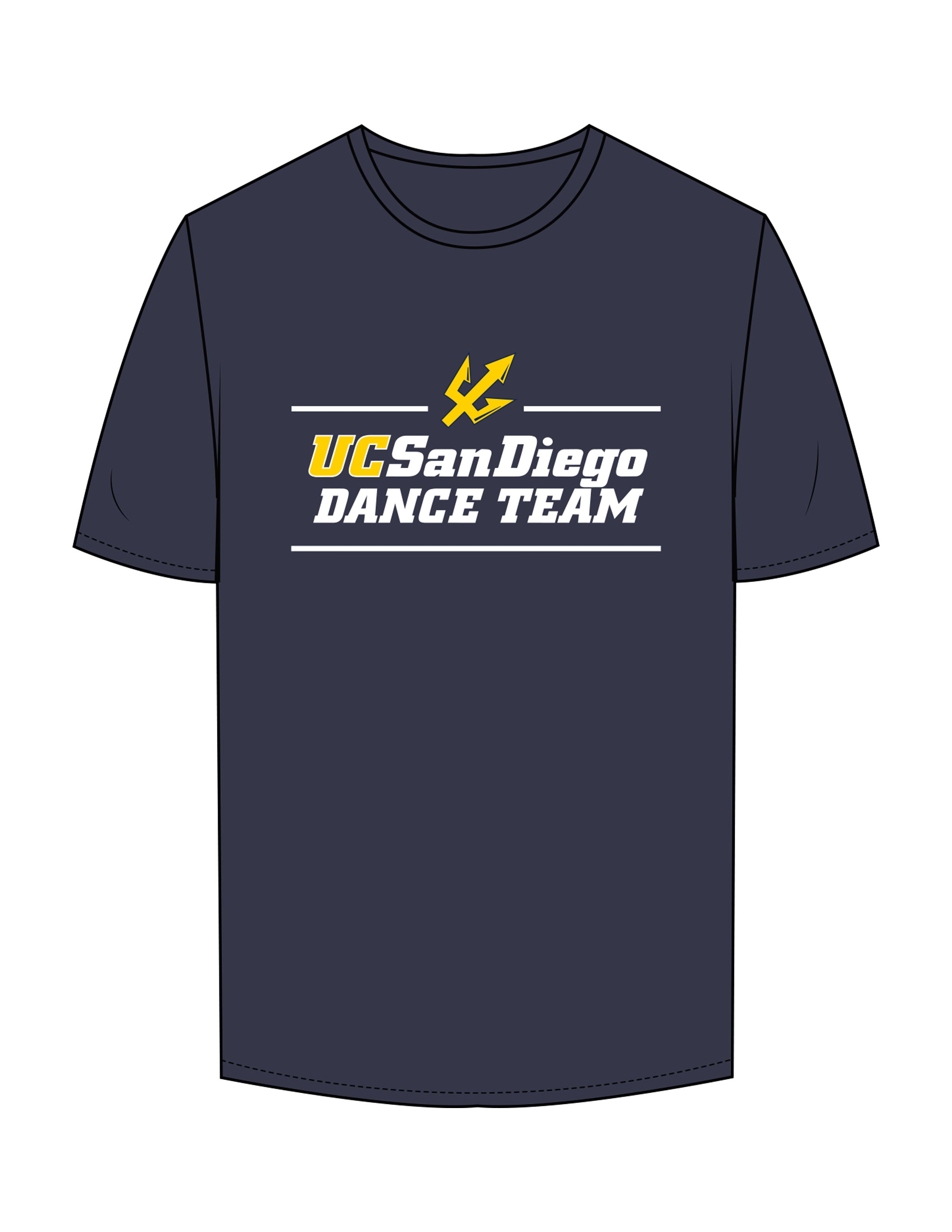 The Mens Tee - Midnight - UCSD Dance - Center Chest & Back Stacked - Printed - Full Color