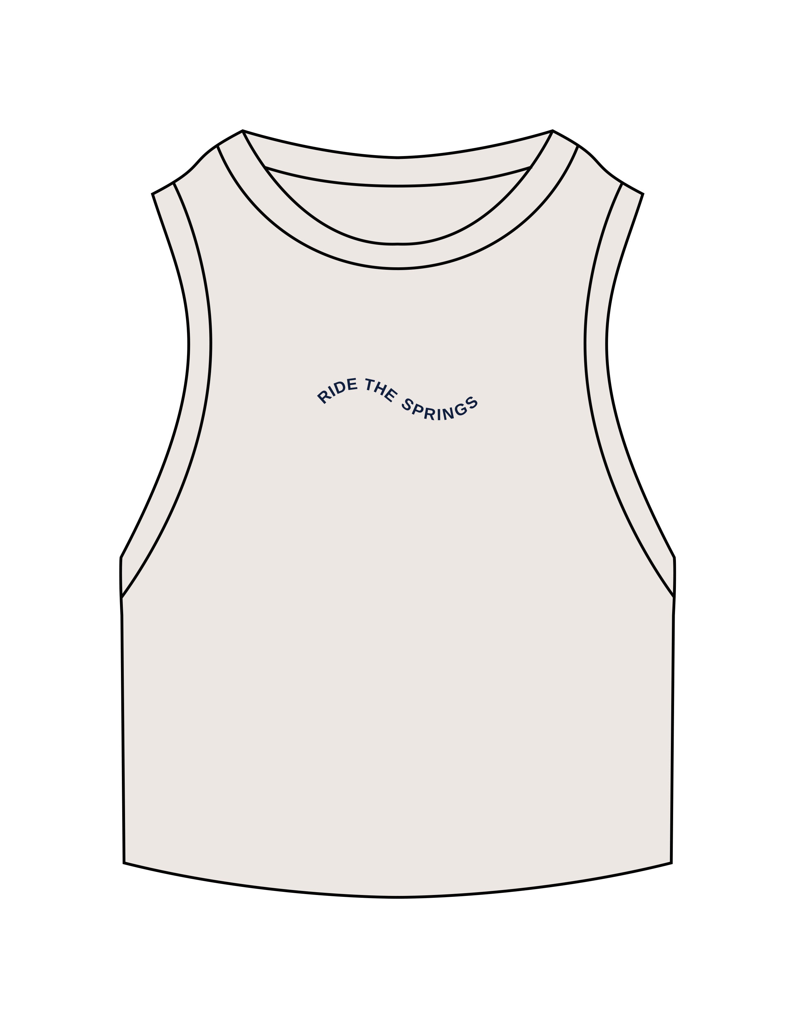 The Ribbed Crop Tank - Bone - Cycology Studio - Center Chest Wavy - Embroidered - Navy