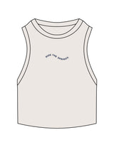 The Ribbed Crop Tank - Bone - Cycology Studio - Center Chest Wavy - Embroidered - Navy