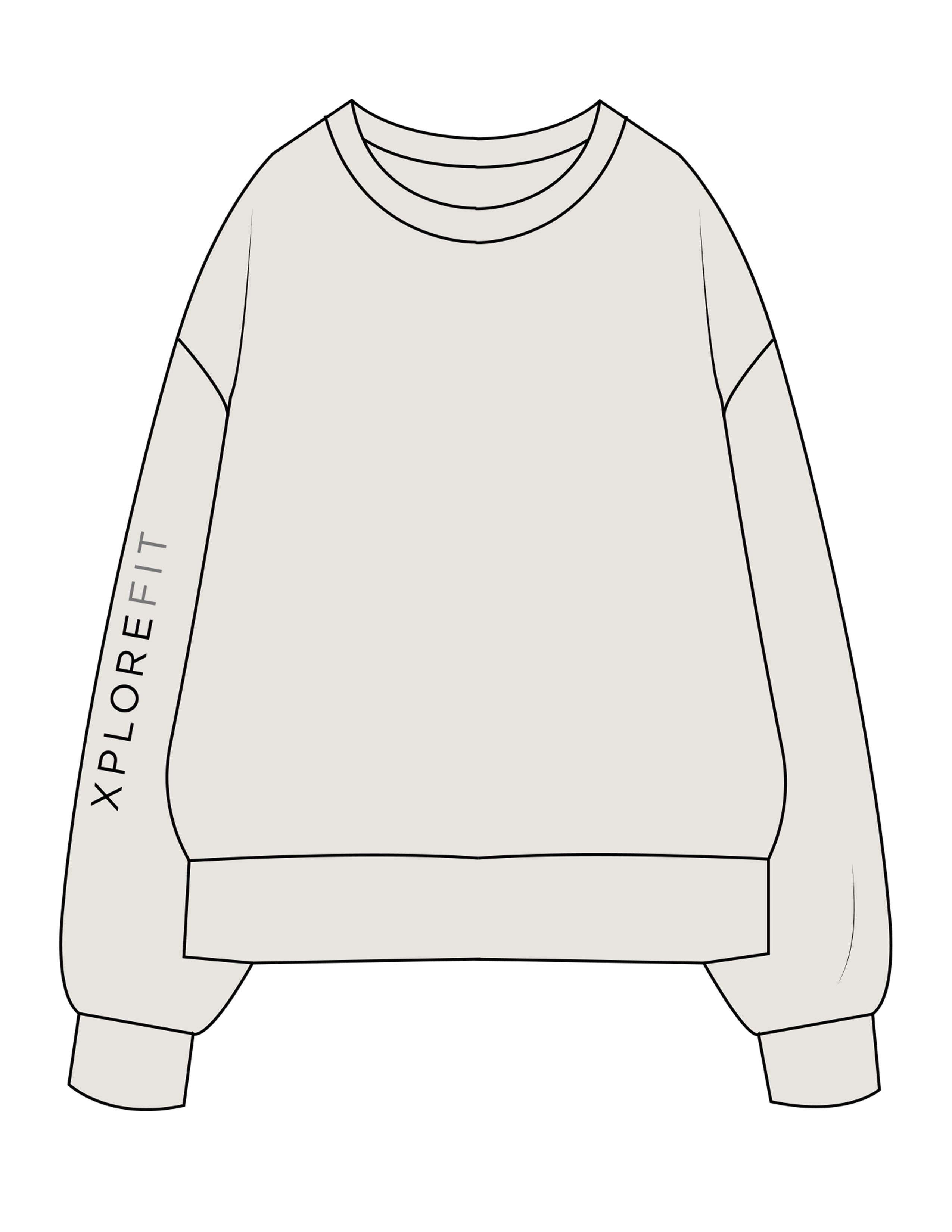 The Womens Heavyweight Crewneck - Off White - XPLOREFIT - Right Sleeve - Printed - Full Color