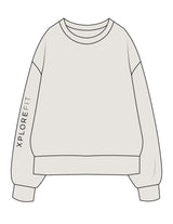 The Womens Heavyweight Crewneck - Off White - XPLOREFIT - Right Sleeve - Printed - Full Color