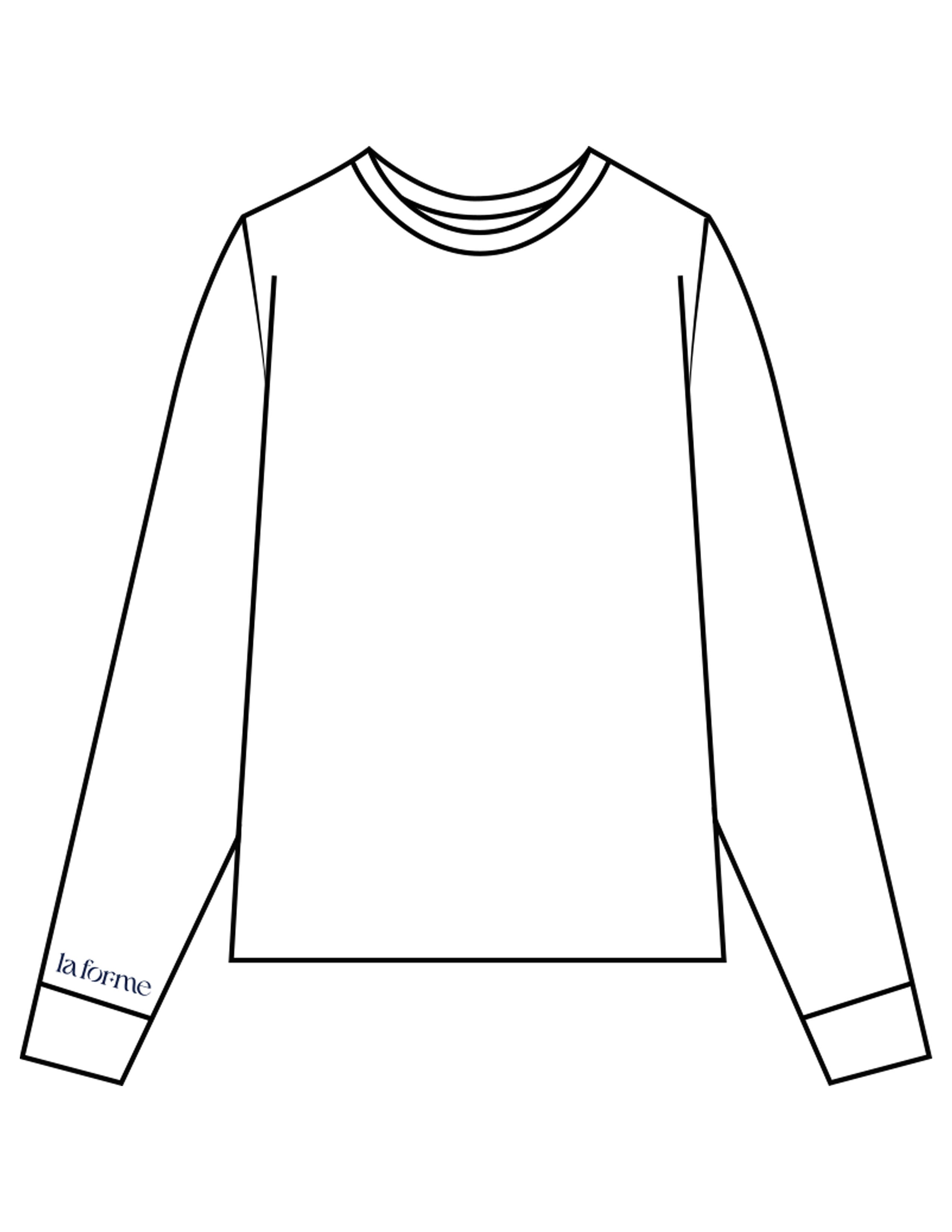 The Womens Oversized Long Sleeve - White - LA FORME PILATES - Right Sleeve & Back Stacked - Printed - Full Color
