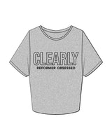 The Crop Tee - Heather - Clearly Pilates - Center Chest Stacked - Black