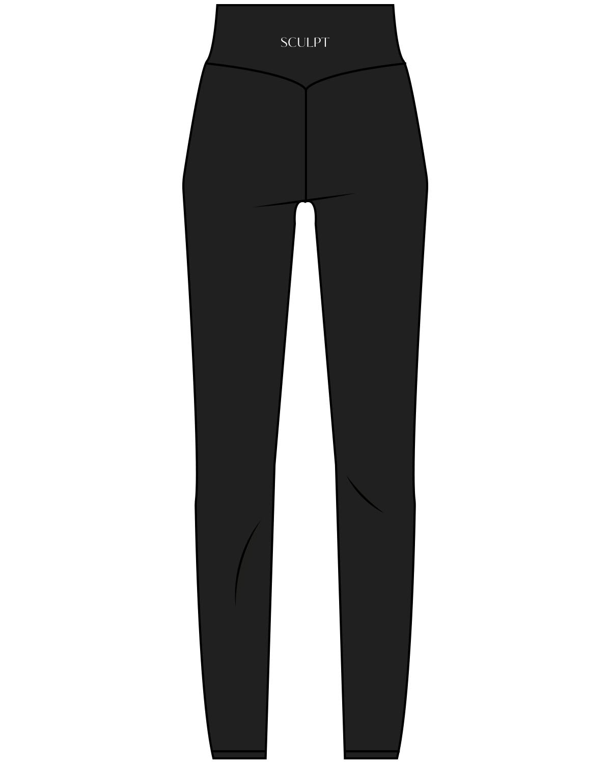 The Basic Legging - Black - Sculpt Atelier - Center Back - Printed - White