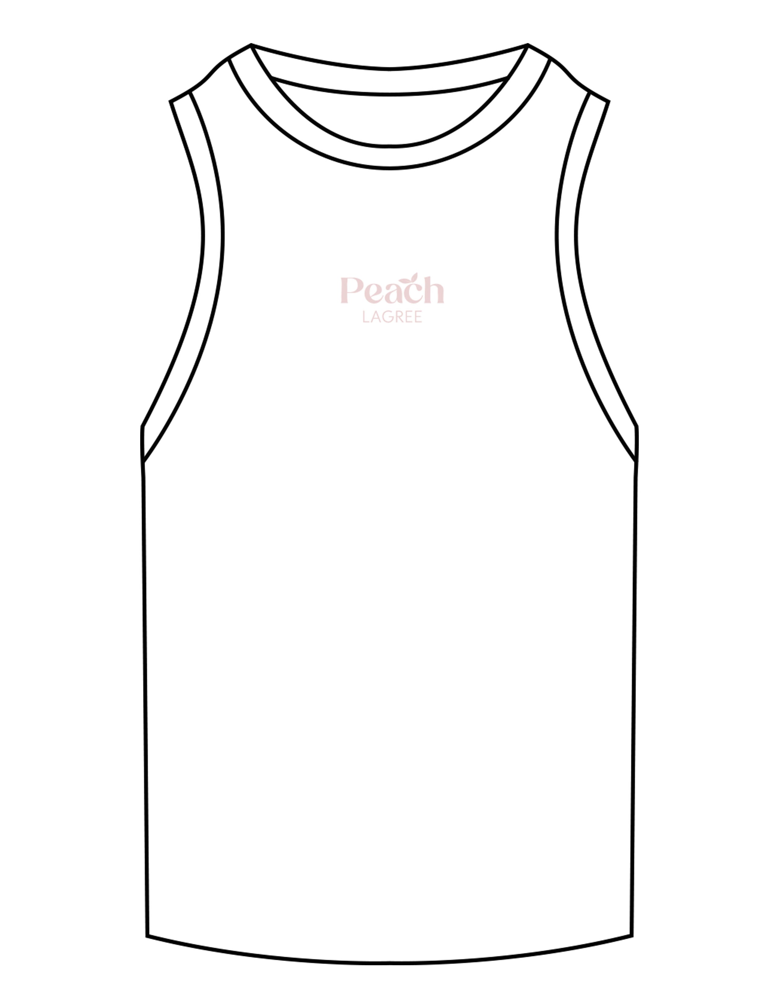 The Ribbed Full Length Tank - White - Peach F.L - Center Chest Stacked - Embroidered - Black
