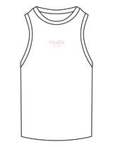 The Ribbed Full Length Tank - White - Peach F.L - Center Chest Stacked - Embroidered - Black