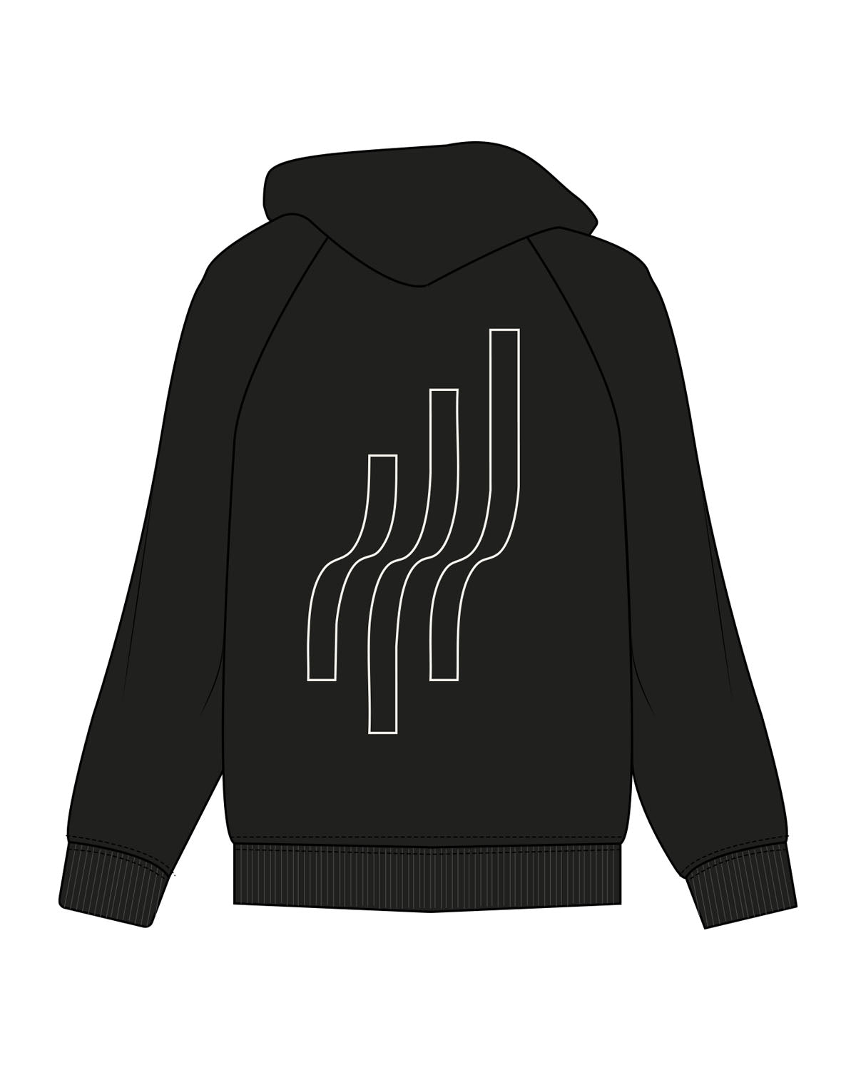 The Womens Zip Hoodie - Black - LagreeMixx - Left Chest Stacked & Center Back - Printed - Off White