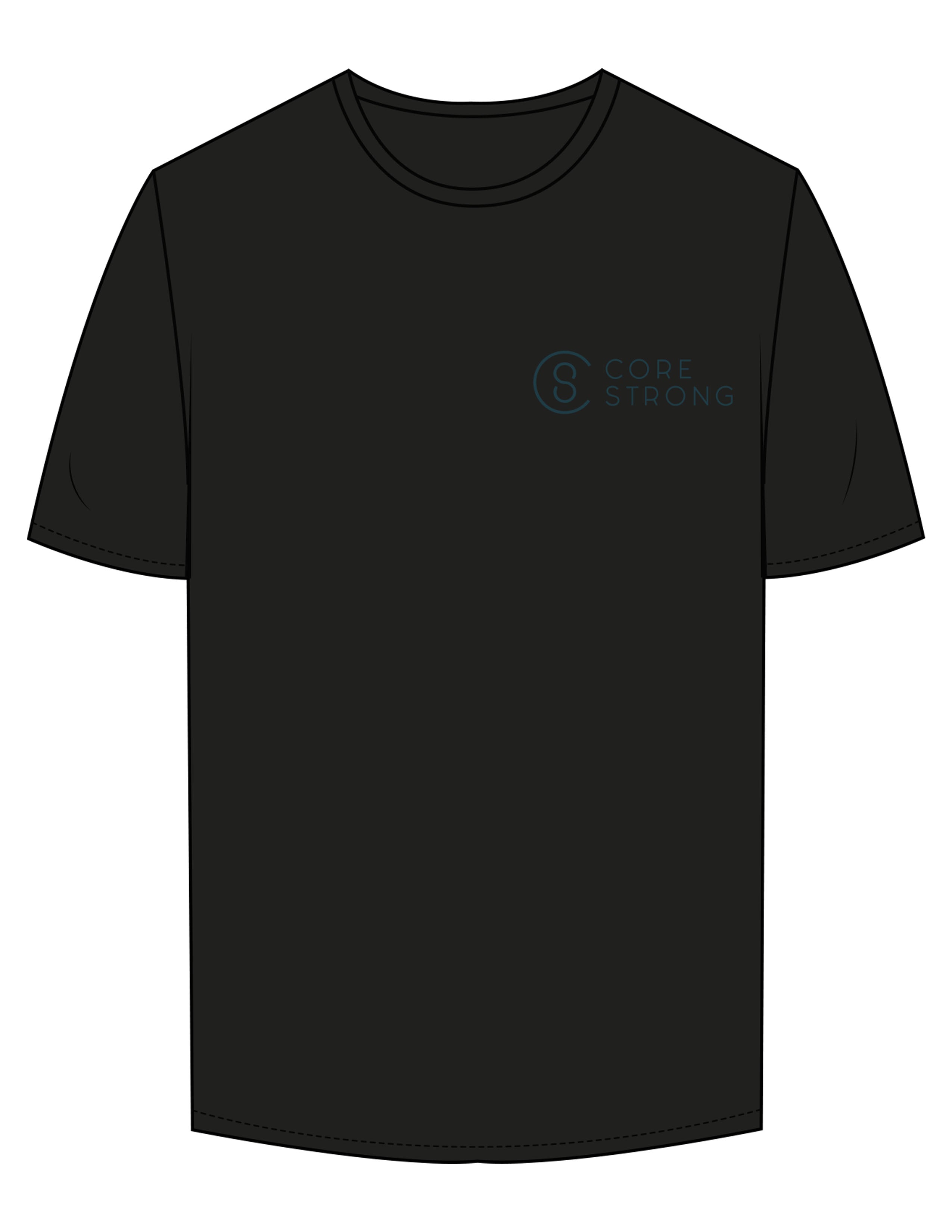 The Mens Active Tee - Black - Core Strong - Left Chest - Printed - Dark Green