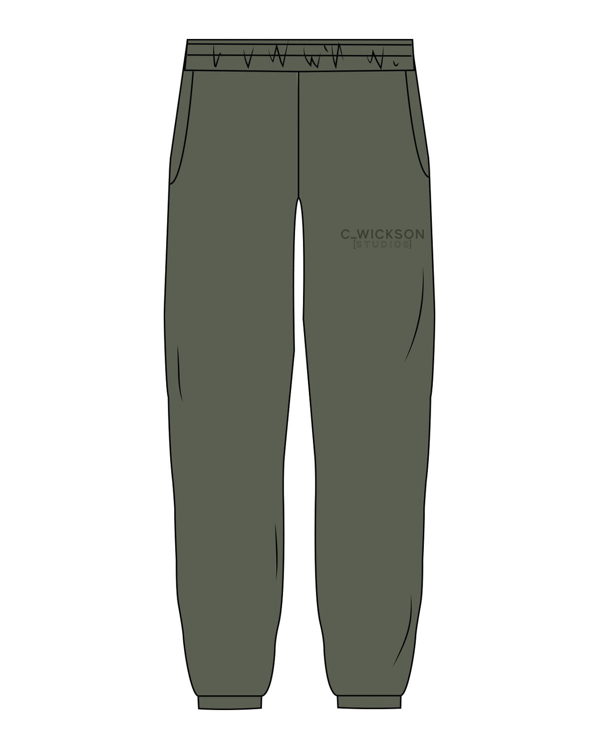 The Mens Sweatpants - Cypress - C Wickson - Left Leg Stacked - Printed - Tone on Tone