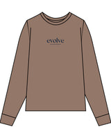 The Unisex Midweight Long Sleeve - Espresso - Evolve Lagree - Center Chest Stacked - Printed - Navy