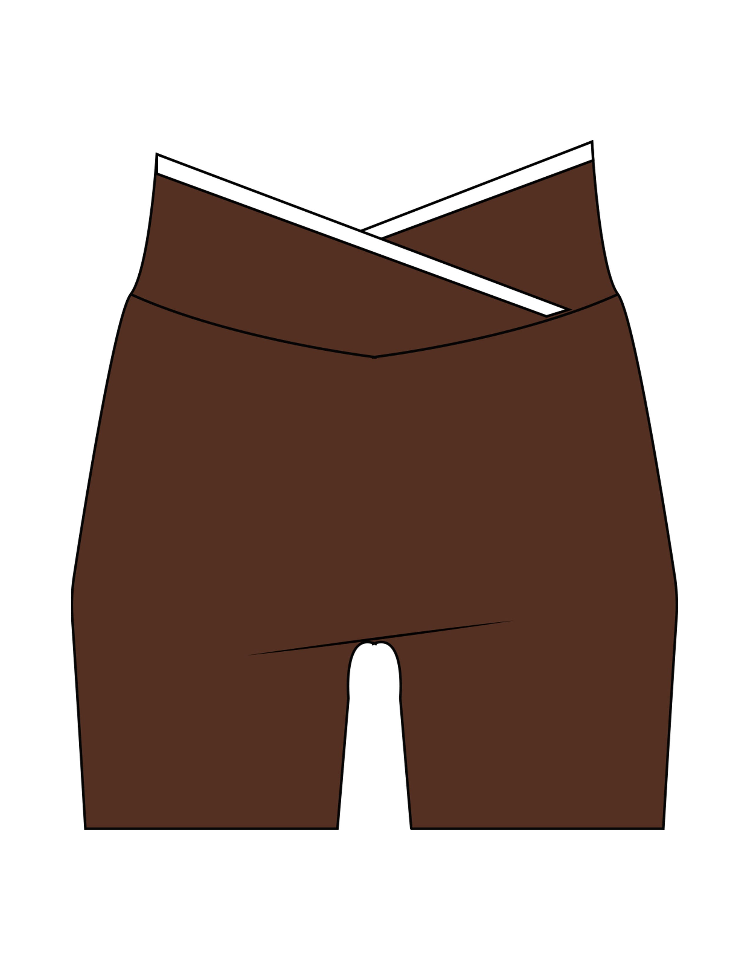 The Piped Crossover Short - Brown - RPCS - Back Waistline Stacked - Printed - White
