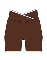 The Piped Crossover Short - Brown - RPCS - Back Waistline Stacked - Printed - White