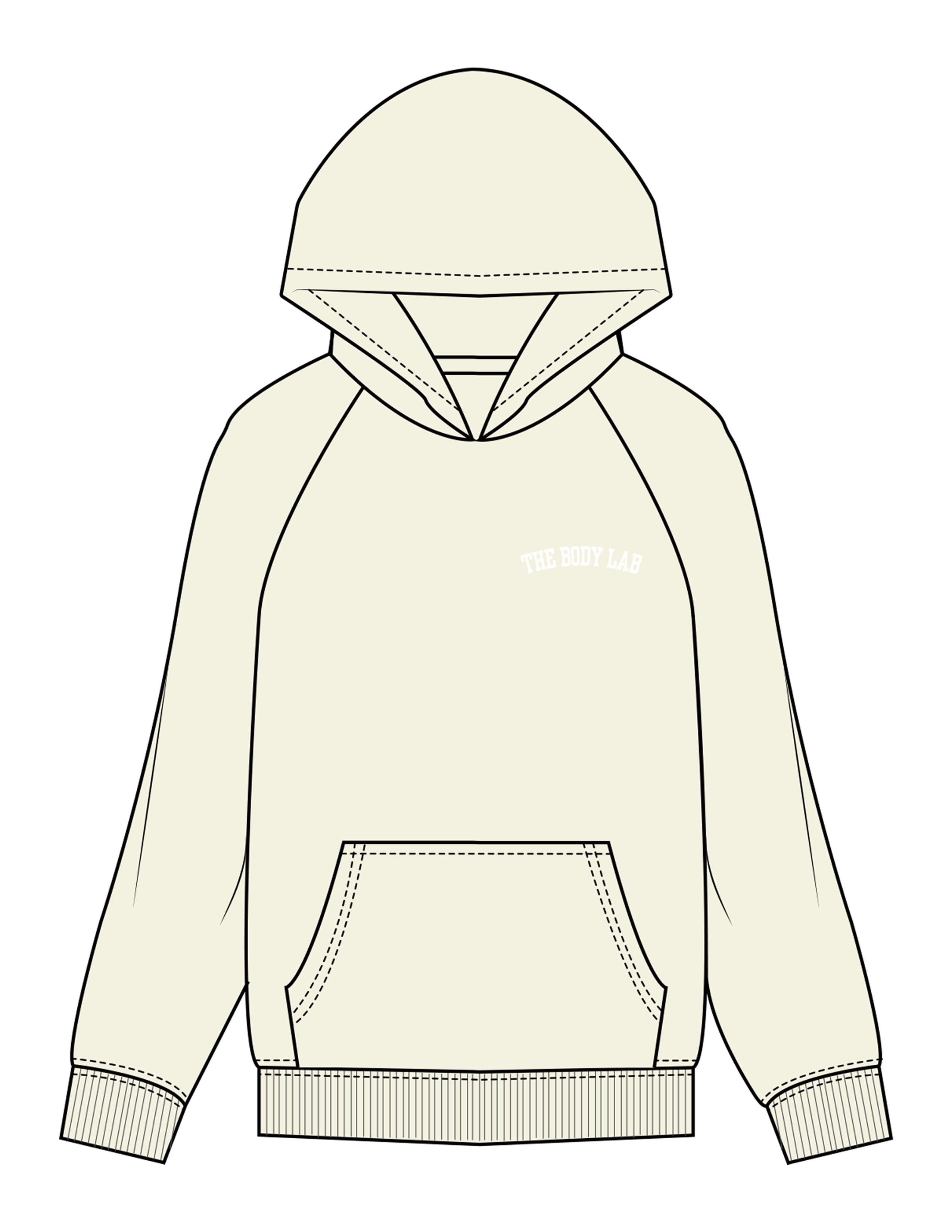 The Womens Hoodie - Butter - Body Lab - Left Chest Arc - Embroidered - White