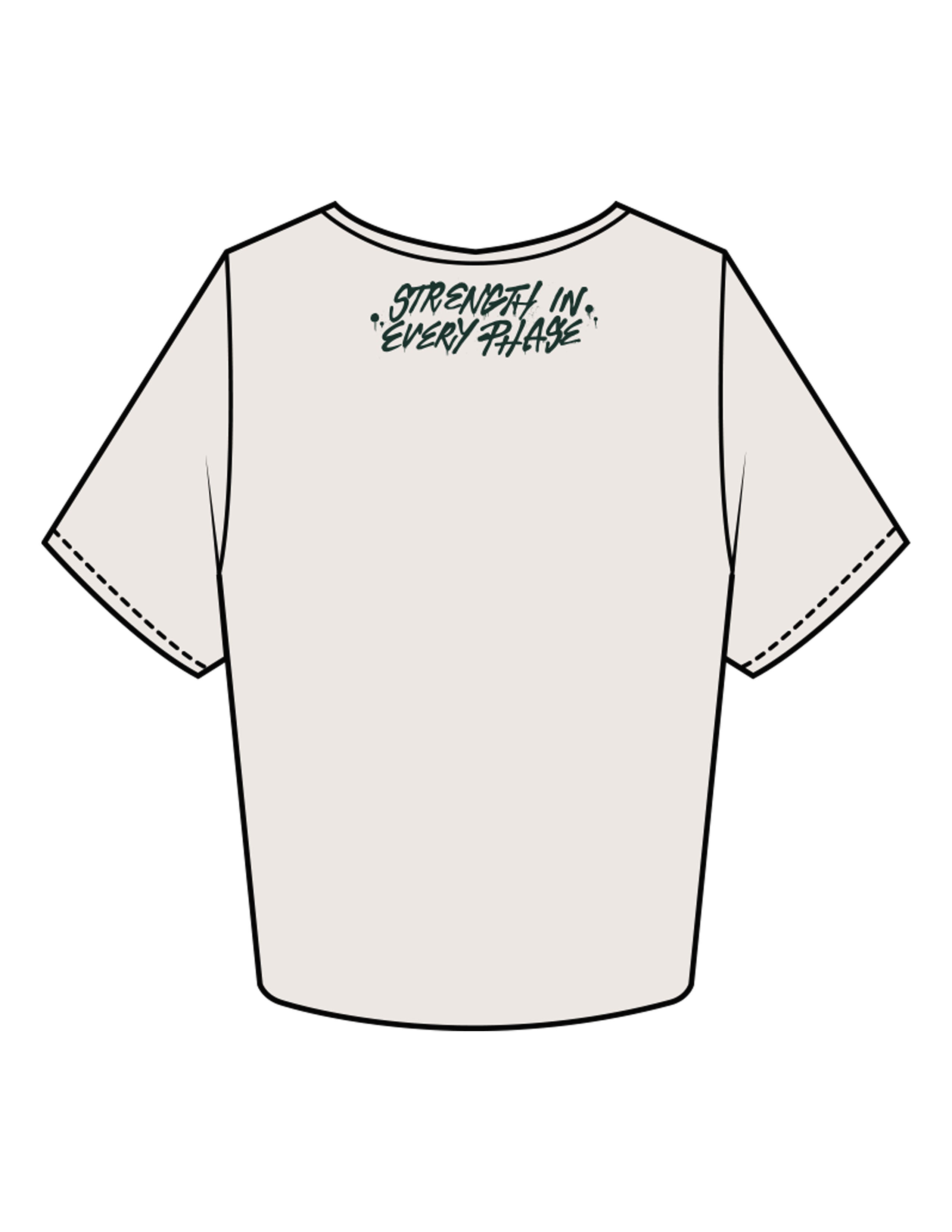 The Crop Tee - Bone - Fase Lagree - Front Bottom & Back Neckline - Printed - Evergreen