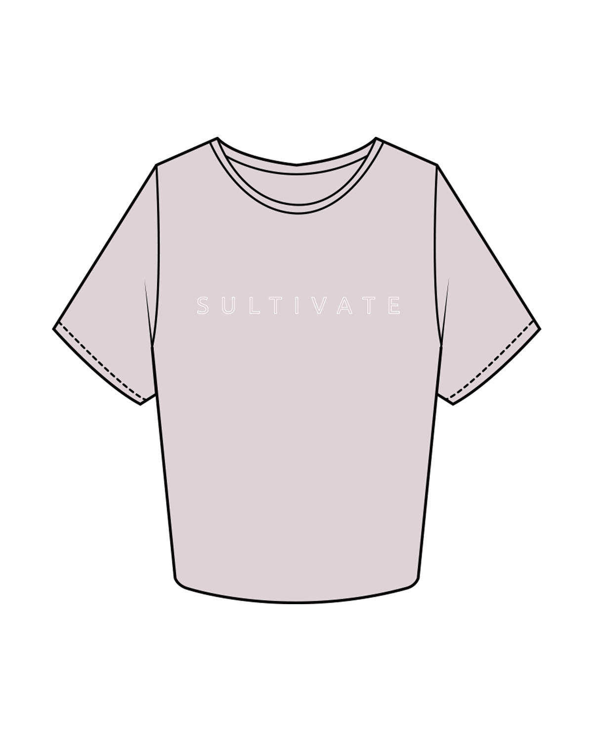 The Crop Tee - Orchid - Sultivate - Center Chest & Center Back Logo - Printed - White