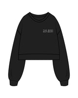 The Womens Crop Crewneck - Black - The Body Refinery - Left Chest Stacked & Back Center Stacked - Full Color
