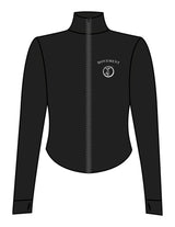 The 3/4 Crop Zip Jacket - Black - Movement Pilates Buffalo - Left Chest Stacked - Printed - White