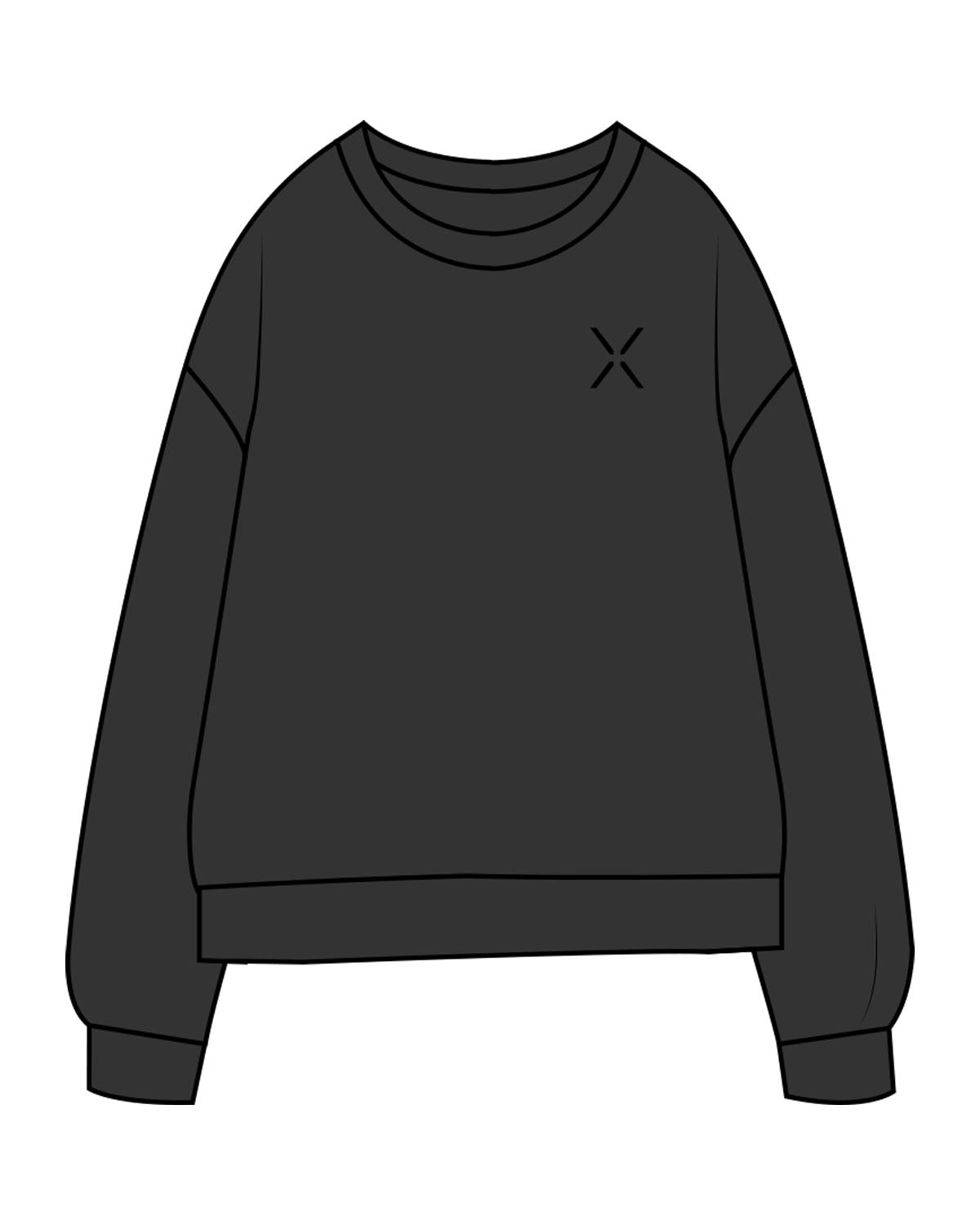 The Midweight Unisex Crewneck - Washed Black - Lagree Luxe - Left Chest - Printed - Black