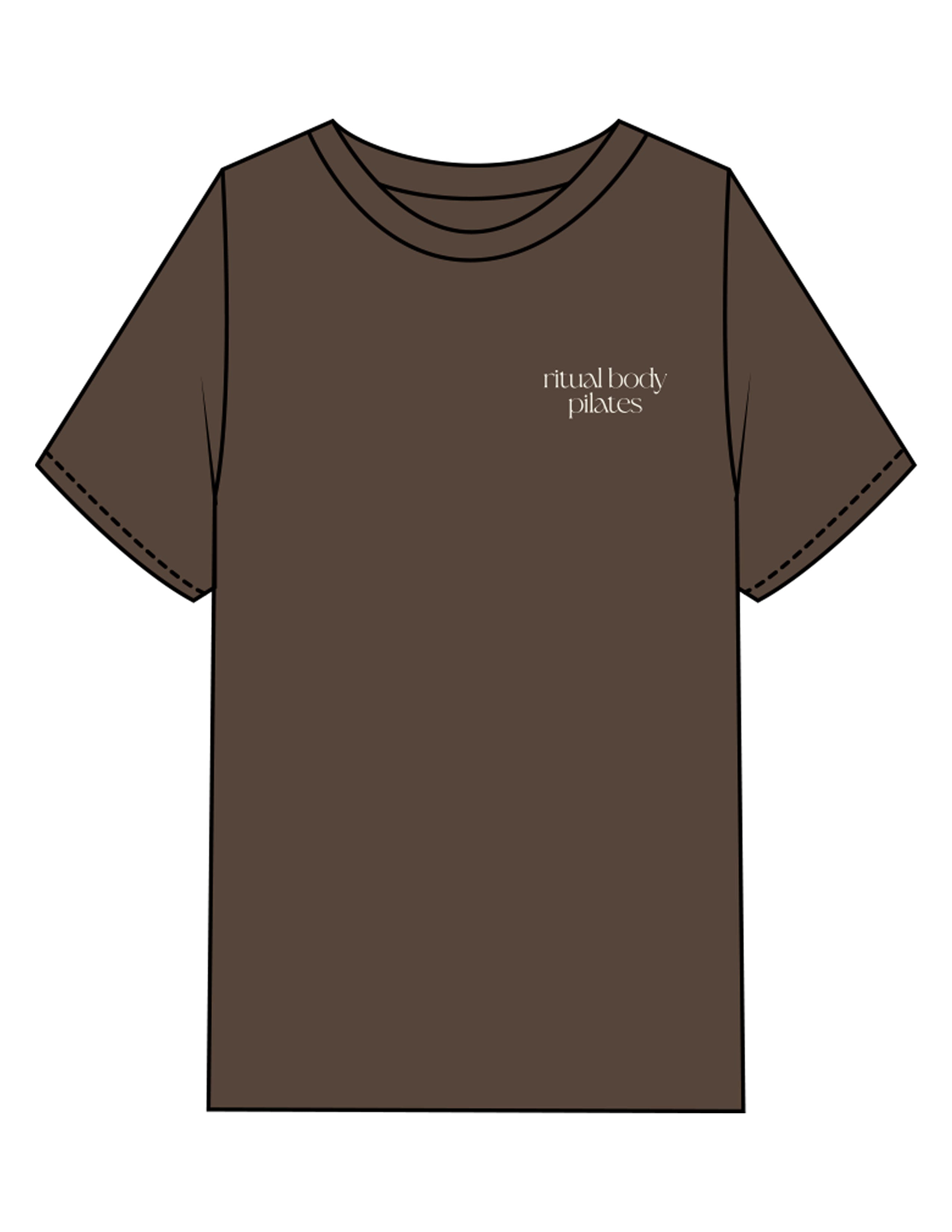 The Mens Heavyweight Tee - Washed Walnut - Ritual Body - Left Chest & Back Stacked - Printed - Off White