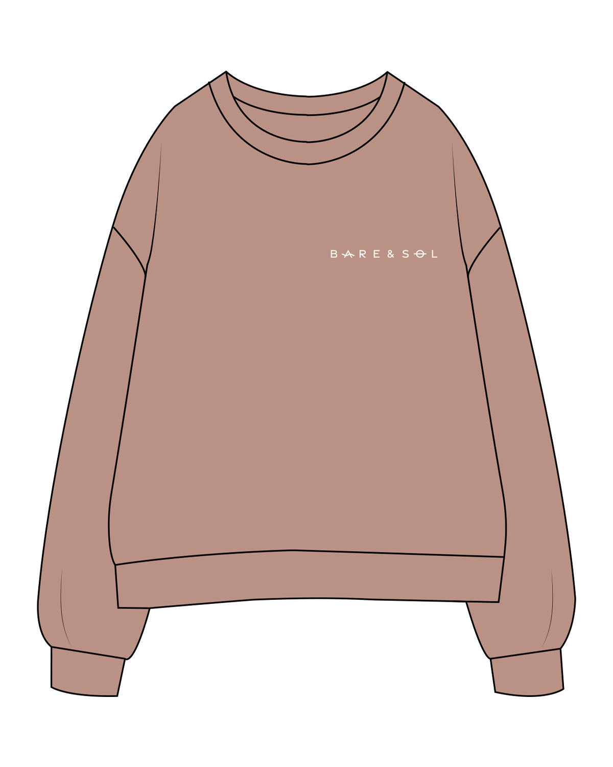 The Womens Crewneck - Clay - Bare & Sol - Left Chest - Embroidered - Ivory