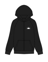 The Womens Zip Hoodie - Black - Rise Lagree - Left Chest "SUN" & Back Stacked - Printed - White