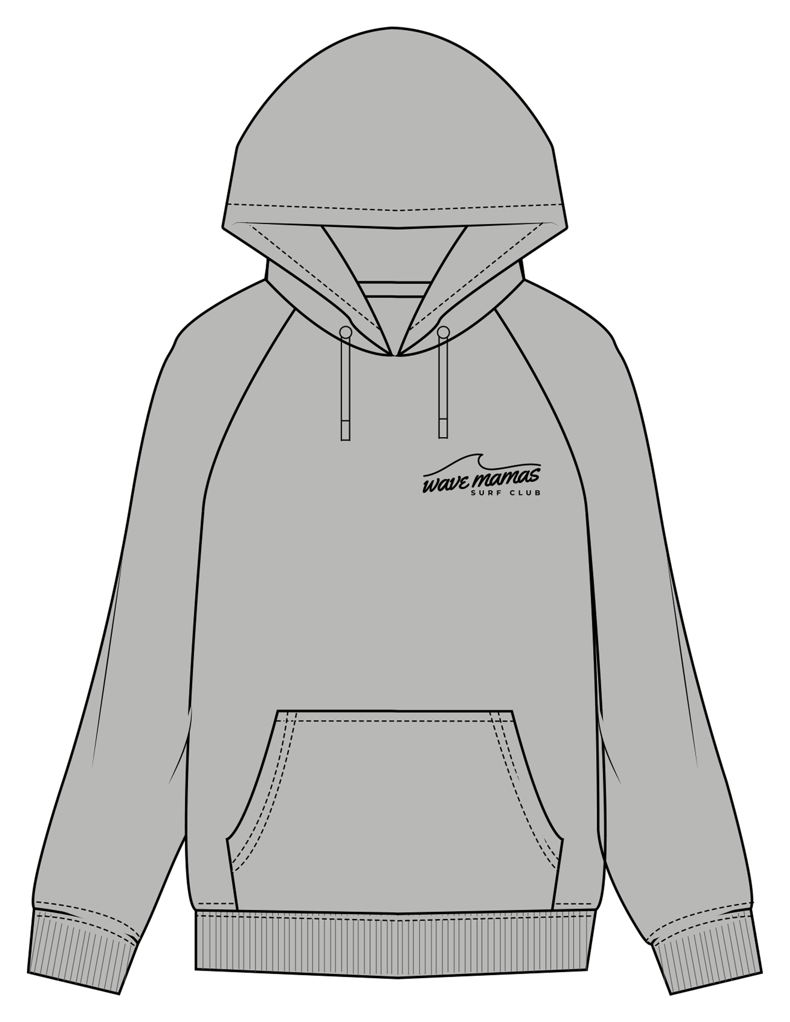 The Mens Heavyweight Hoodie - Heather - Wave Mamas - Left Chest & Back Stacked - Printed - Black