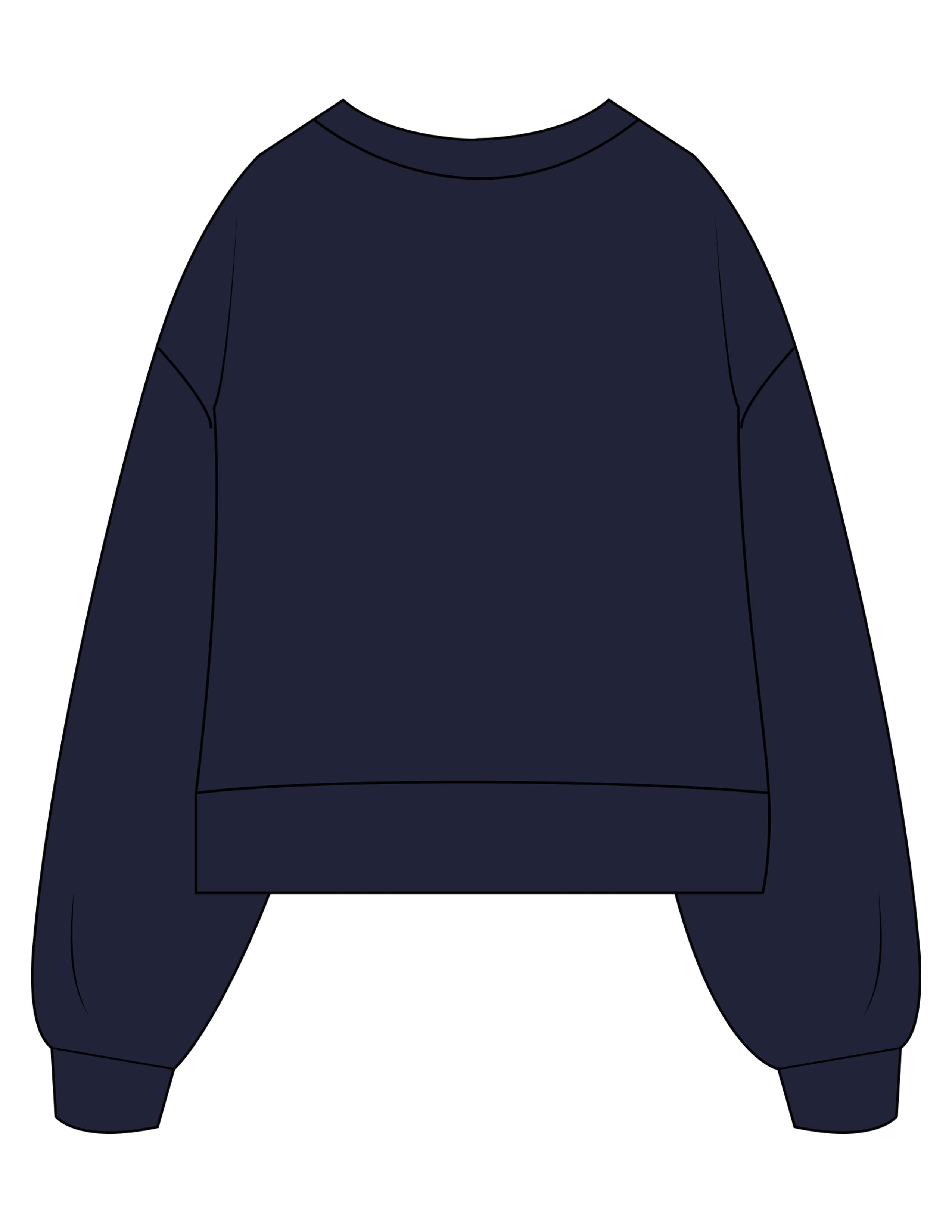 The Womens Heavyweight Crop - Navy - Refined Movement - Center Chest Stacked & Right Sleeve - Printed - Full Color