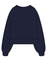 The Womens Heavyweight Crop - Navy - Refined Movement - Center Chest Stacked & Right Sleeve - Printed - Full Color