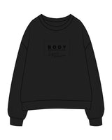 The Womens Crewneck - Black - Body Restoration - Center Chest Stacked - Tone on Tone