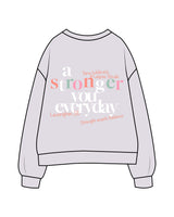 The Womens Crewneck - Orchid - Tone Wellness Studio - Left Neckline - Embroidered -  Back Center Stacked - Printed - Full Color