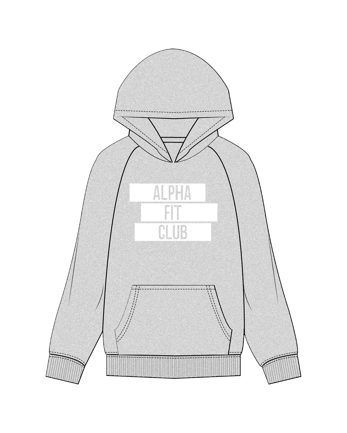 The Mens Hoodie - Heather - Alpha Fit - Center Chest Stacked - White