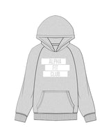 The Mens Hoodie - Heather - Alpha Fit - Center Chest Stacked - White