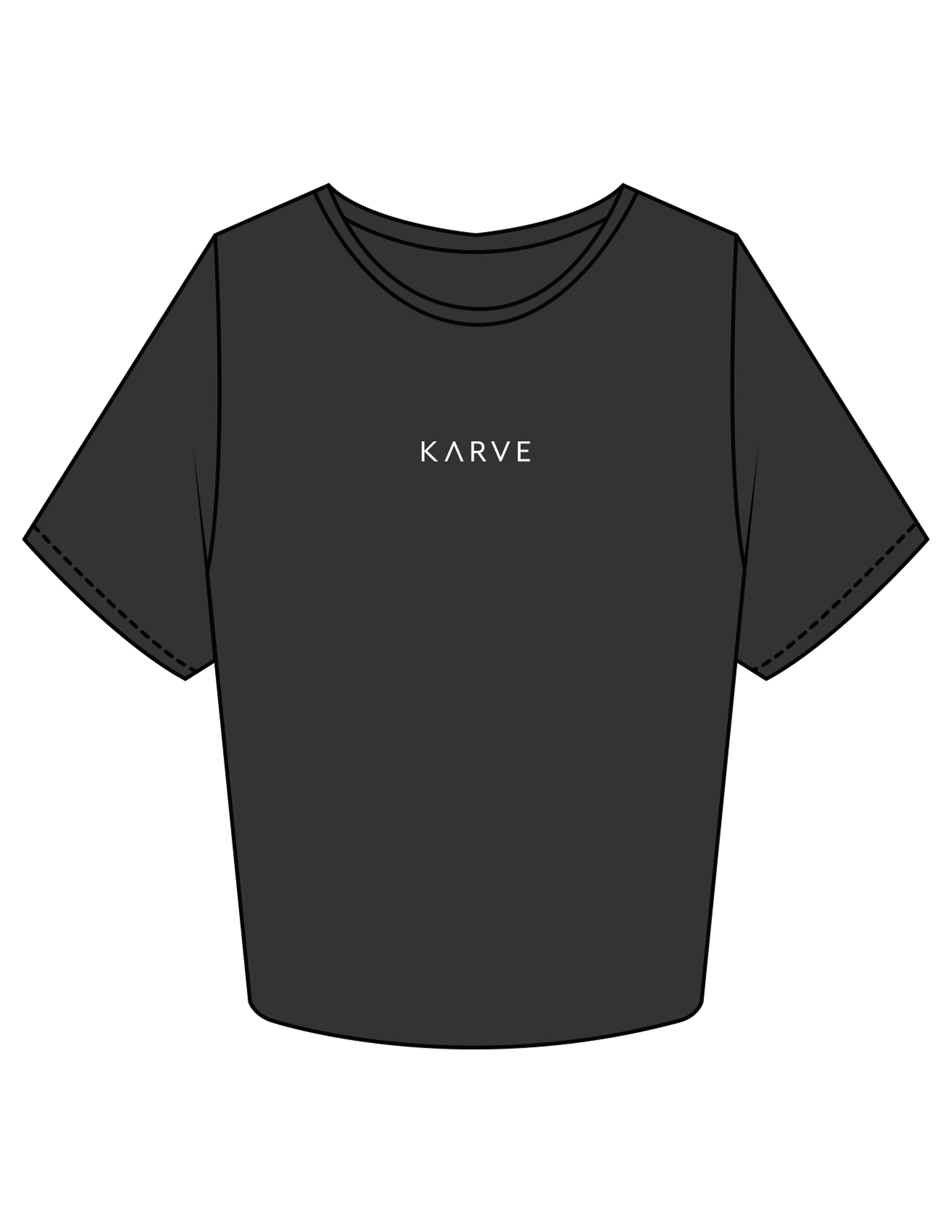 The Crop Tee - Washed Black - Karve - Center Chest & Center Back - Printed - White