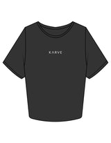 The Crop Tee - Washed Black - Karve - Center Chest & Center Back - Printed - White
