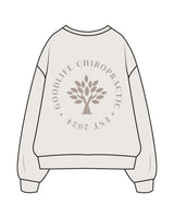 The Womens Crewneck - Bone - Goodlife Chiropractic - Left Chest & Center Back Round - Tone on Tone