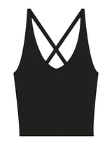 The Sporty Strappy Tank - Black - Haus of Fitness - Center Back Stacked - Printed - White