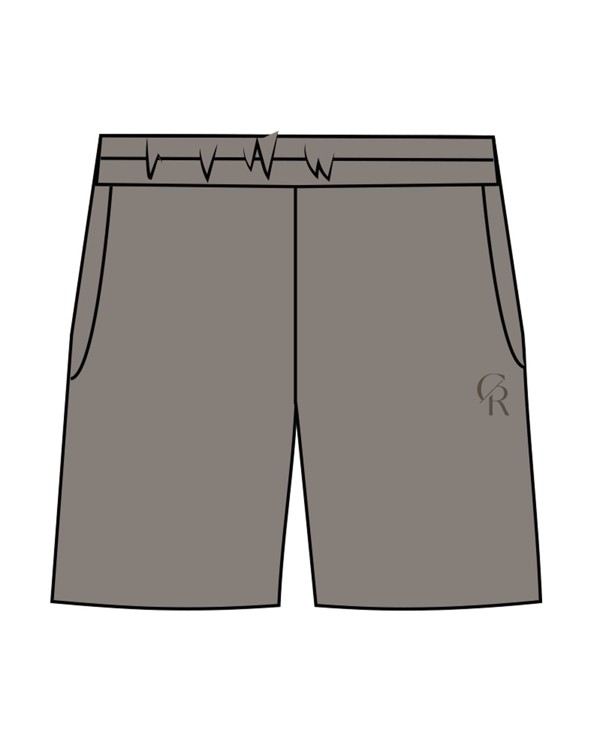 The Mens Sweat Shorts - Washed Gray - Core Reform - Left Leg - Printed - Tone on Tone