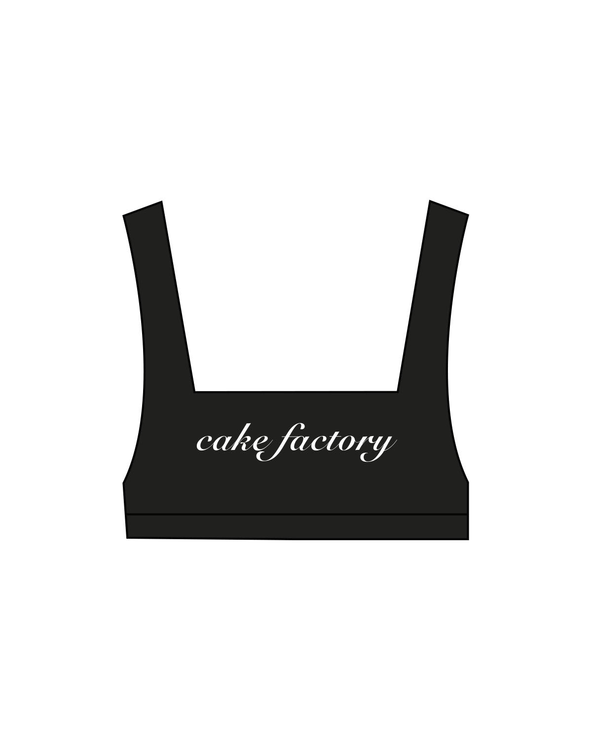 The Box Cut Bra - Black - Cake Factory - Center Chest - Italic - White