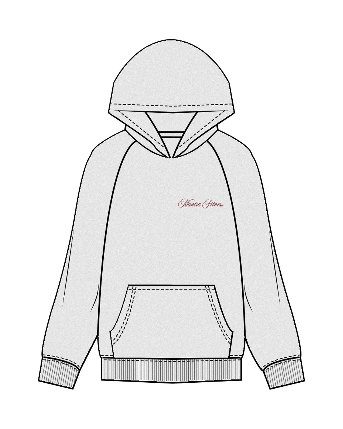 The Mens Hoodie - White Heather - Mantra - Left Chest & Back Stacked - Printed - Maroon